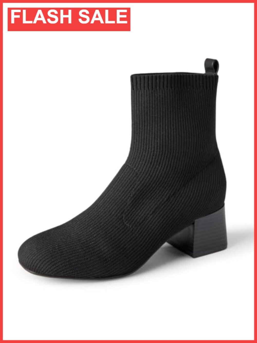 Knit Stretch Block Heel Ankle Boots with Memory Foam Insole